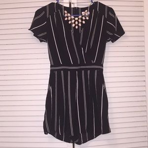 Striped V Neck Romper